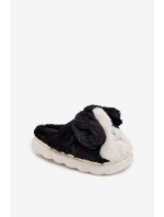 Detské chlpaté papuče - čierne so psíkmi Farnise Detské chlpaté papuče - čierne so psíkmi Farnise