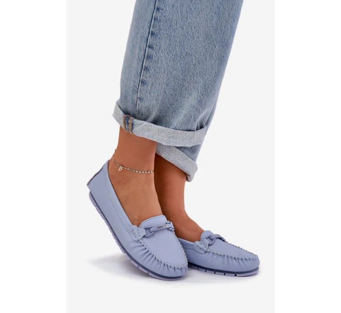 Ploché Kožené Mokasiny S Ozdobou model 21686056 Modré - S.Barski