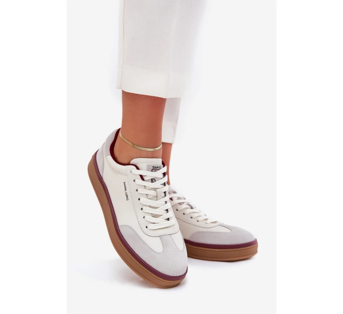 Skórzane Damskie Sneakersy Daniel Lopez Just Dare SS2D4008 Biało-Szare