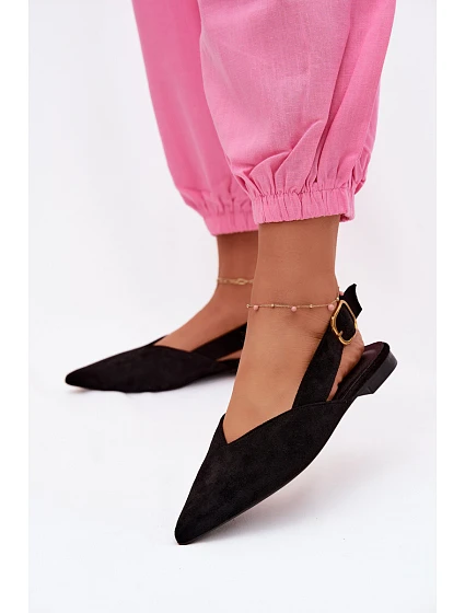 Balerínky so zlatou prackou Eco Suede Black Palerra Balerínky so zlatou prackou Eco Suede Black Palerra