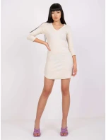 Šaty RV SK model 17338899 světle béžová - FPrice Šaty RV SK model 17338899 světle béžová - FPrice