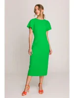 S398 Šaty v tvare ceruzky s bočným rozparkom - zelené