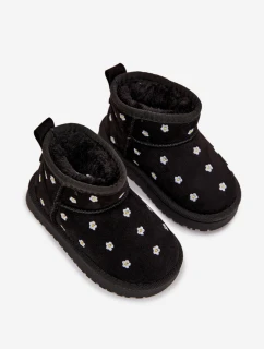 Detské snežnice s kvetinovým motívom Gracina - čierne