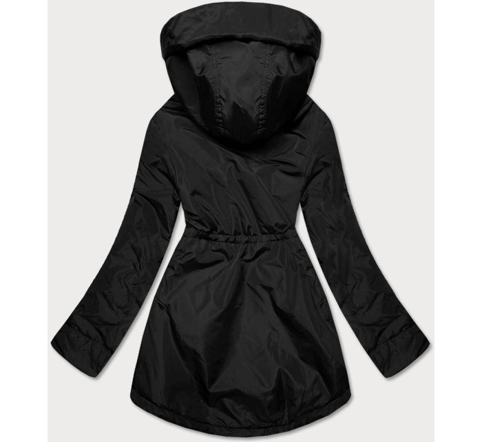 Čierno-biela dámska bunda pre prechodné obdobie (B8037-1026)