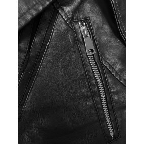 Černá bunda s kožešinovým límcem J Style (11Z8091)