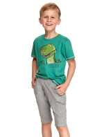 Chlapčenské pyžamo Alan tmavo zelené s dinosaurom