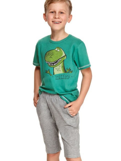 Chlapčenské pyžamo Alan tmavo zelené s dinosaurom