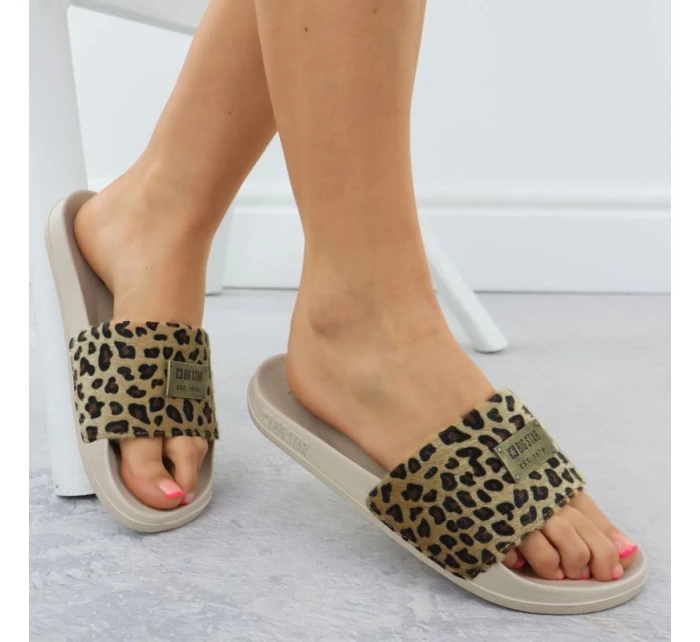 Dámske maskáčové plážové žabky bazén béžová SS274715