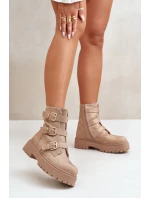 Ocieplane Botki Damskie Ze Zdobieniem Beżowe Ciascia Ocieplane Botki Damskie Ze Zdobieniem Beżowe Ciascia