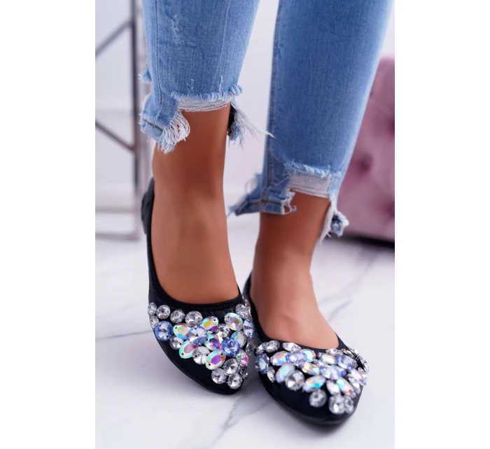 Kožené Baleríny S Ozdobnými model 21511193 Černé Crystal - Boto