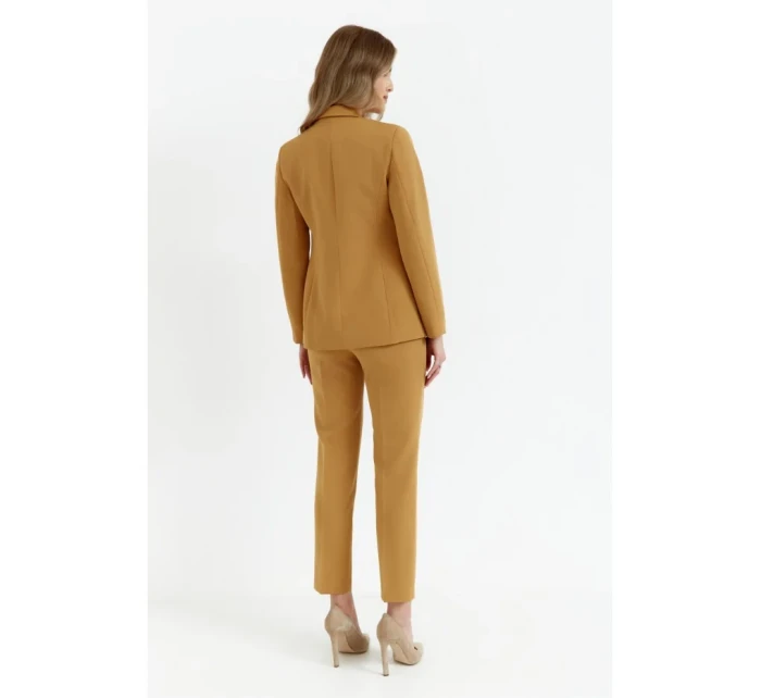 K141 Sako s dvojitým vreckom a klopou - škoricové