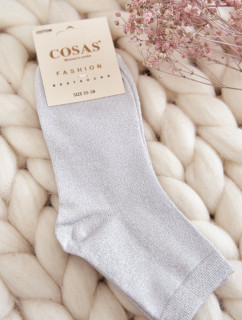 Dámske bavlnené ponožky s lesklým vláknom Cosas White