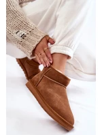 Damskie Zamszowe Niskie Śniegowce Camel Shelie Damskie Zamszowe Niskie Śniegowce Camel Shelie