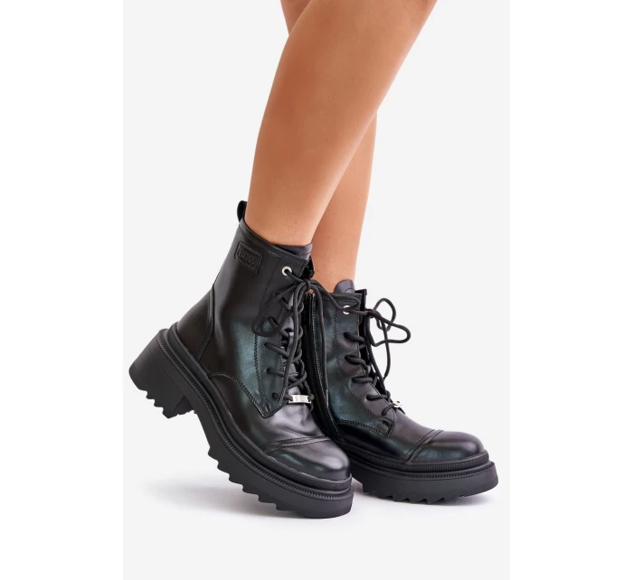 Dámské Zateplené Kožené Boty Černé model 21673867 - Goe