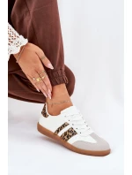 Niskie Sneakersy Damskie Z Eko Skóry Panterka Białe Nonalorin