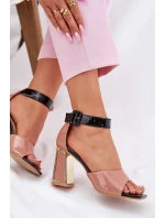 Lakované Dámské Sandály Na Podpatku model 21695396 Růžové - VINCEZA
