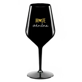 MOJE ODMĚNA - černá nerozbitná sklenice na víno 470 ml