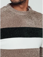 Pánsky pruhovaný hnedý sveter FashionStreet WX2242 Pánsky pruhovaný hnedý sveter FashionStreet WX2242