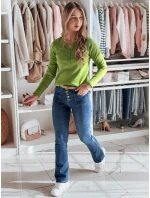 Dámské tričko s dlouhým rukávem limetkově zelené Dstreet model 21985664 - FashionStreet