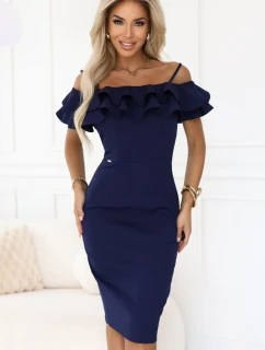 Přiléhavé midi šaty ve stylu tmavě modré model 21410868 - numoco