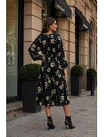 Ann Gissy Kvetinové kimono šaty s okrúhlym výstrihom čierne/béžové (XY202116)