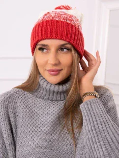 Dámska čiapka s brmbolcom Abigail K326 raspberry+ecru