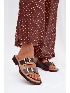 Dámské nazouváky se zlatými sponami béžovo-hnědé Danelle