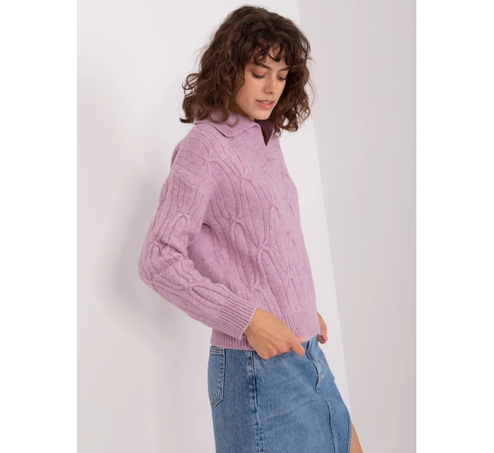 Sweter AT SW jasny fioletowy model 19018547 - FPrice Sweter AT SW jasny fioletowy model 19018547 - FPrice