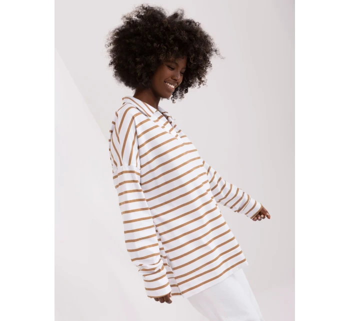 Bluzka LK BZ model 18729970 biało brązowy - FPrice Bluzka LK BZ model 18729970 biało brązowy - FPrice