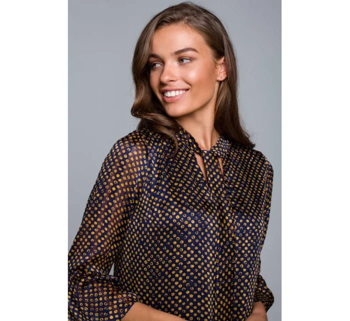 S237 Šifónové šaty so zaväzovaním pri krku - model 3