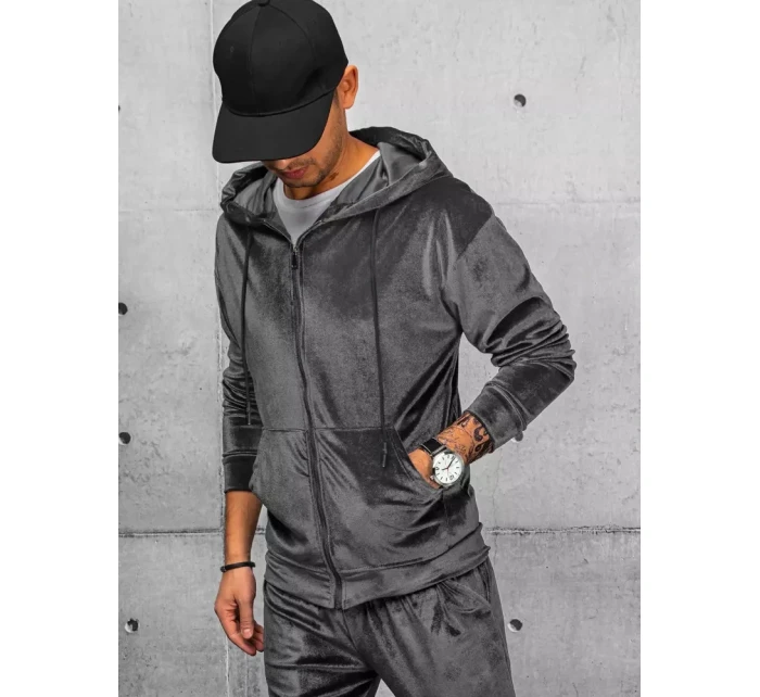 Pánska sivá velúrová mikina FashionStreet BX5540