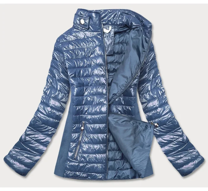 Modrá dámska lesklá bunda (7210-305) Modrá dámska lesklá bunda (7210-305)