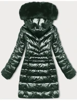 Dámska zimná bunda slim fit tmavozelená (2M-032)