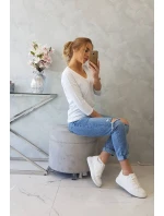 Blúzka s výstrihom do V biela