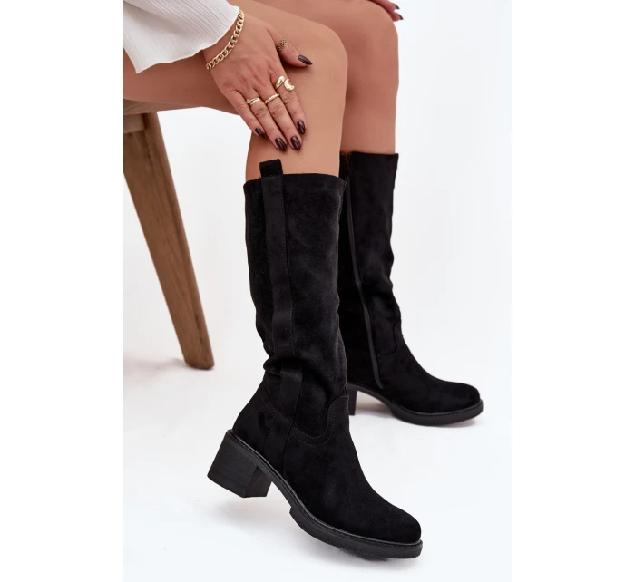 Dámské kozačky na blok Eko semiš černé Darisse Dámské kozačky na blok Eko semiš černé Darisse