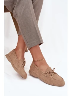 Dámske mokasíny s plochou podrážkou a šnurovaním Zalina - béžová