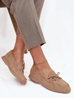Dámske mokasíny s plochou podrážkou a šnurovaním Zalina - béžová