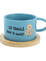Čo tak káva? - modrý pohár s makrónkou 200 ml