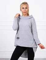 Mikina s kapucňou s dlhým chrbtom šedá