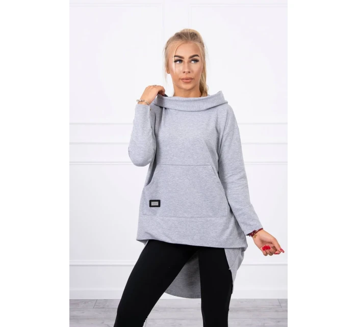 Mikina s kapucí s dlouhými zády šedá