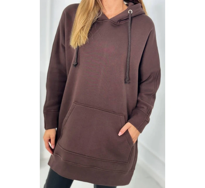 Zateplená mikina s bočnými otvormi hnedá Zateplená mikina s bočnými otvormi hnedá