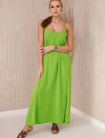 Dlhé šaty bez ramienok svetlozelené