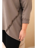 Dámská blůza Plus Size bavlněná s model 21837240 rukávem a lampasem v leopardím vzoru fango - K-Fashion