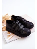 Dziecięce Skórzane Tenisówki Trampki Na Rzepy Czarne Foster Dziecięce Skórzane Tenisówki Trampki Na Rzepy Czarne Foster