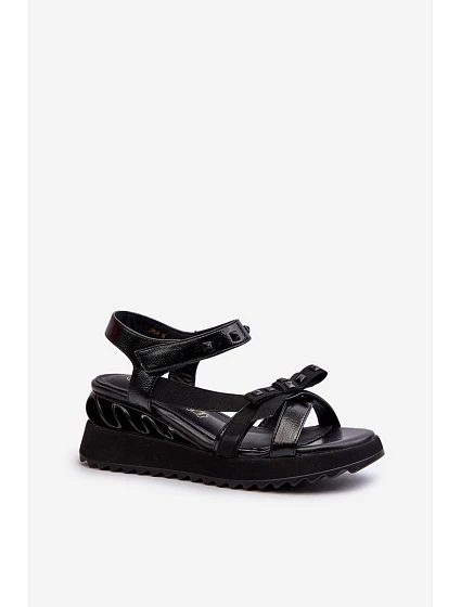 Dámské sandály s mašlí D&A model 21660359 Černé - S.Barski