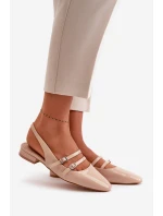 Lakierowane Baleriny Z Paskami Na Niskim Obcasie Beżowe Bialettia Lakierowane Baleriny Z Paskami Na Niskim Obcasie Beżowe Bialettia