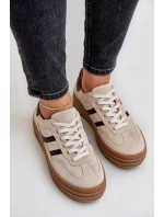 Semišové tenisky na platformě béžové model 21679942 - Zazoo