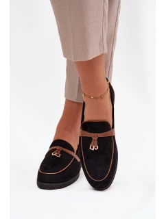 Mokasyny Loafersy Damské Z Eko Semiš Černé Darwen