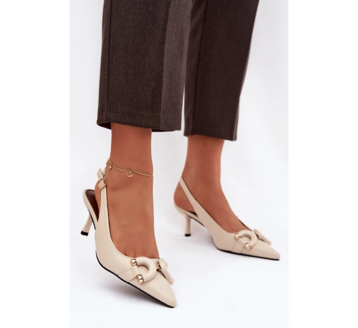 Dámské sandály na jehle s ozdobným detailem světle béžové Brienne