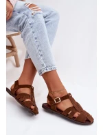 Dámské sandály Ploché Hnědé model 21960883 - Boto